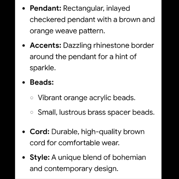 Checkered Pattern Inlay Pendant Necklace - Picture 8 of 15